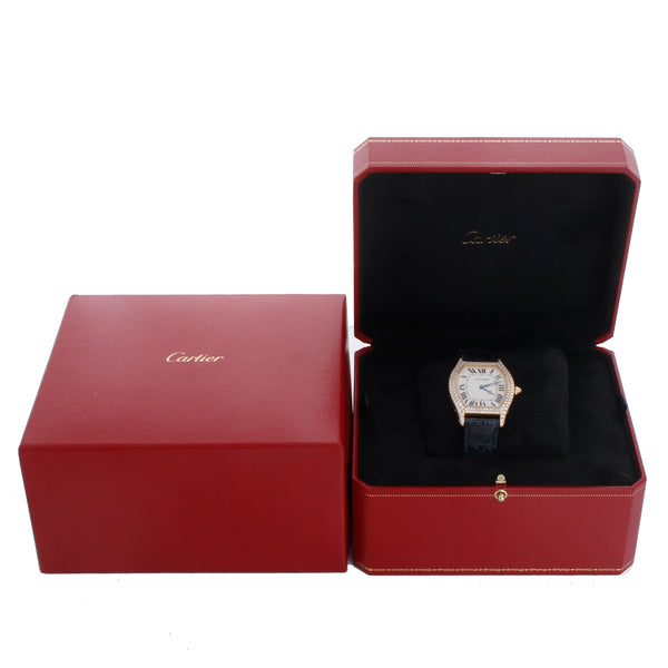 Cartier Tortue Large Ladies Yellow Gold Factory Diamond Case Ref 2496