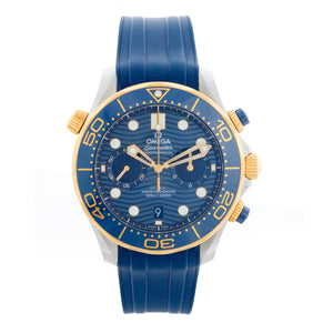 Omega Seamaster Automatic Chronometer Steel & 18K Yellow Gold Blue Dial Men's Watch 210.22.44.51.03.001