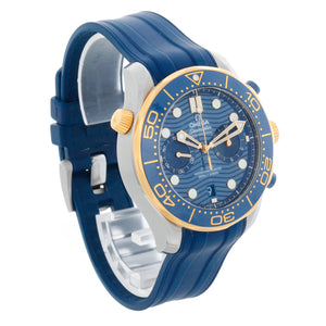 Omega Seamaster Automatic Chronometer Steel & 18K Yellow Gold Blue Dial Men's Watch 210.22.44.51.03.001