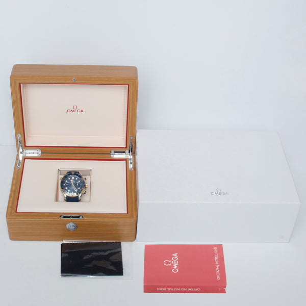 Omega Seamaster Automatic Chronometer Steel & 18K Yellow Gold Blue Dial Men's Watch 210.22.44.51.03.001