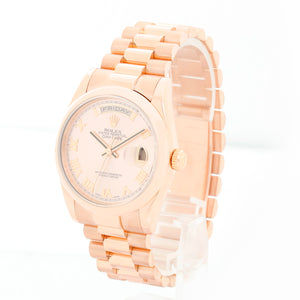 Rolex President Day-Date Men's 18k Rose Gold Watch Roman Dial 118205