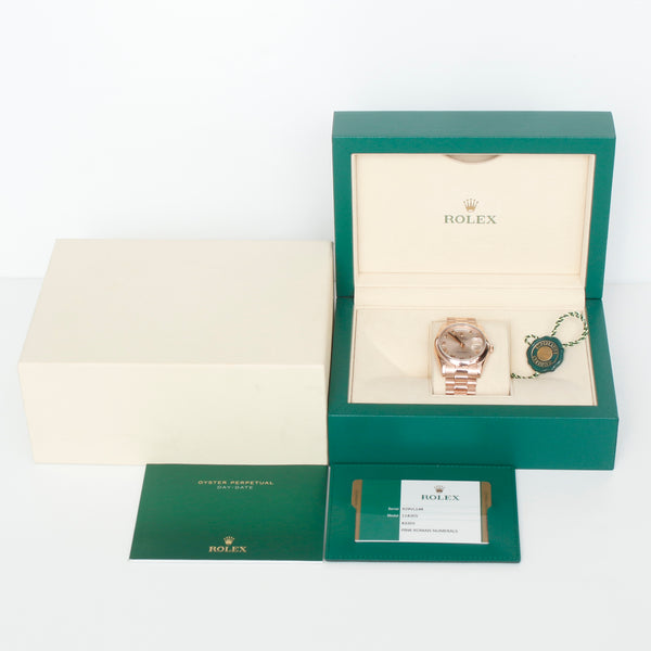 Rolex President Day-Date Men's 18k Rose Gold Watch Roman Dial 118205