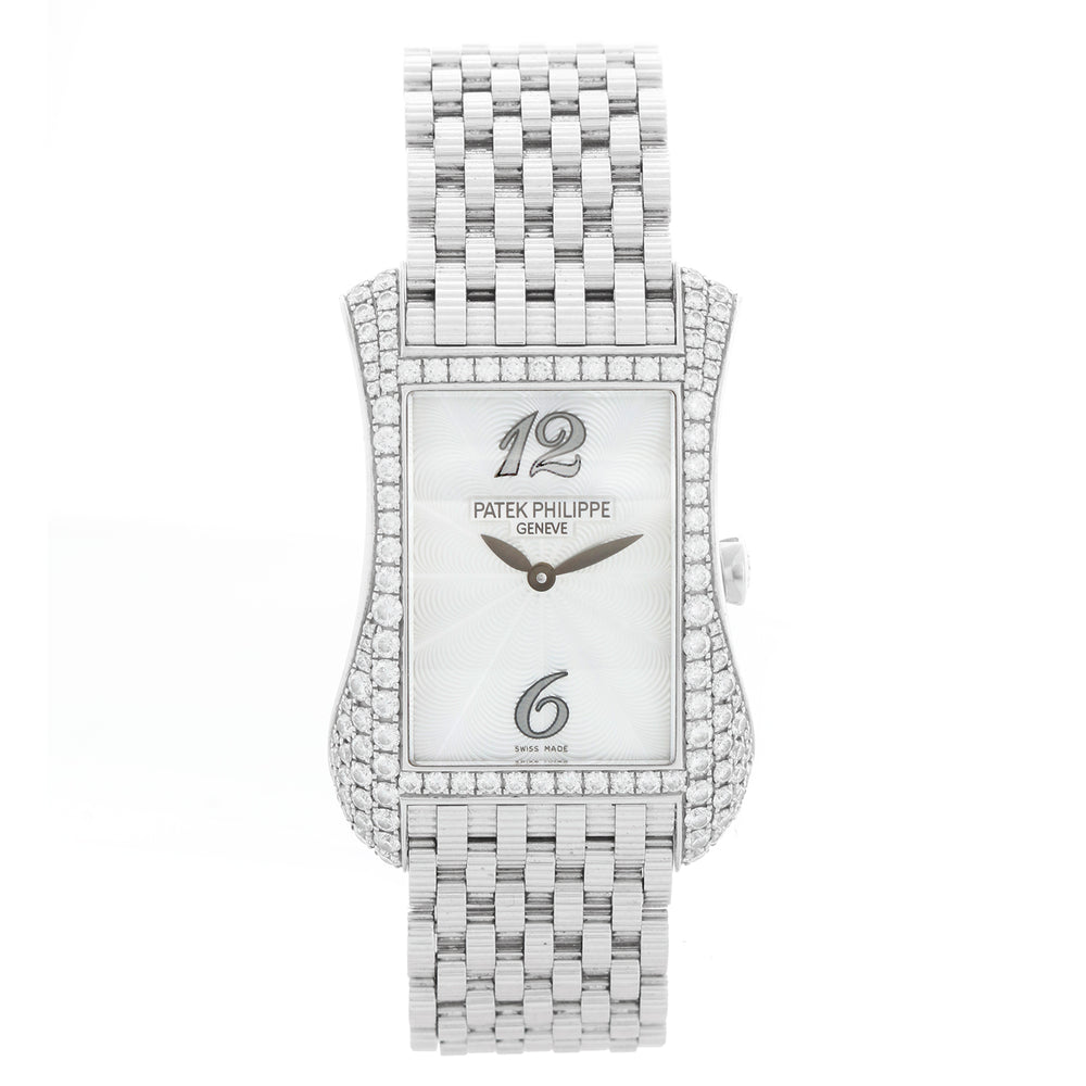 Patek Philippe Gondolo White Gold Mother of Pearl Diamond Ladies Watch 4972G