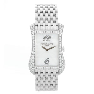 Patek Philippe Gondolo White Gold Mother of Pearl Diamond Ladies Watch 4972G