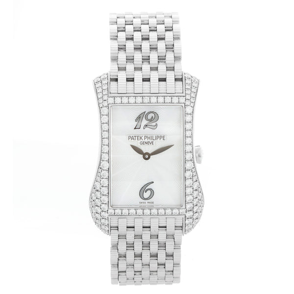 Patek Philippe Gondolo White Gold Mother of Pearl Diamond Ladies Watch 4972G