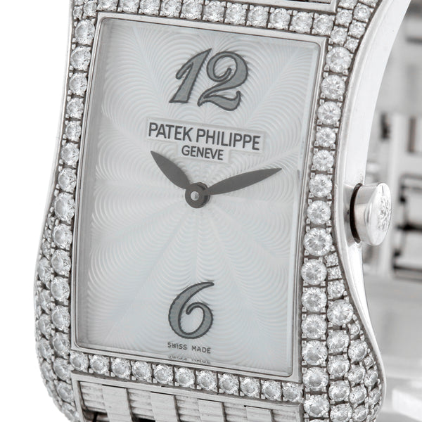 Patek Philippe Gondolo White Gold Mother of Pearl Diamond Ladies Watch 4972G