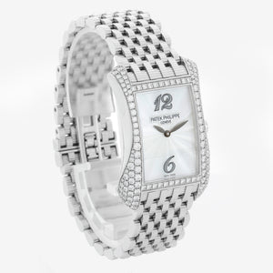 Patek Philippe Gondolo White Gold Mother of Pearl Diamond Ladies Watch 4972G