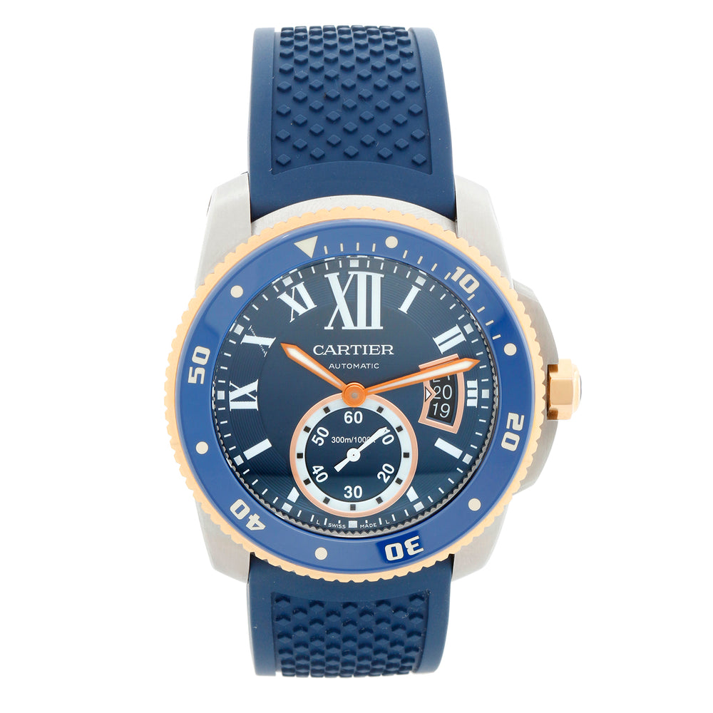 Calibre de Cartier Diver Men's Large 18k Rose Gold & Steel  Watch W2CA0009