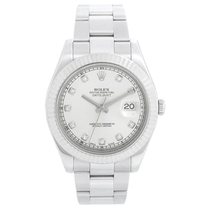 Rolex Datejust II Men's Watch 116334 Silver Diamond Dial