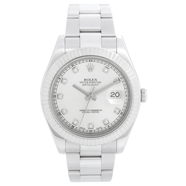 Rolex Datejust II Men's Watch 116334 Silver Diamond Dial