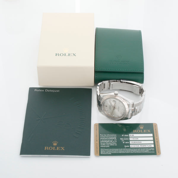 Rolex Datejust II Men's Watch 116334 Silver Diamond Dial