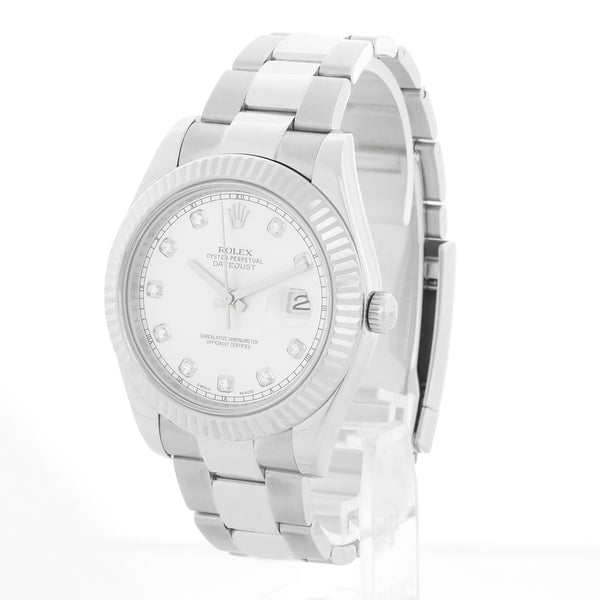 Rolex Datejust II Men's Watch 116334 Silver Diamond Dial