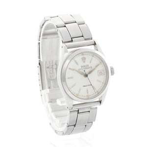 Vintage Rolex Oysterdate Precision Stainless Steel Midsize Watch Ref 6266