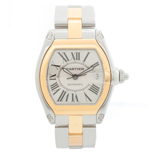 Cartier Roadster Men's Steel & Gold 2-Tone Watch W62031Y4 Silver Dial 2510
