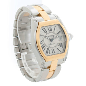 Cartier Roadster Men's Steel & Gold 2-Tone Watch W62031Y4 Silver Dial 2510