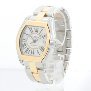Cartier Roadster Men's Steel & Gold 2-Tone Watch W62031Y4 Silver Dial 2510