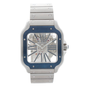 Cartier Santos de Cartier Blue Skeleton Stainless Steel Watch WHSA0026 4109