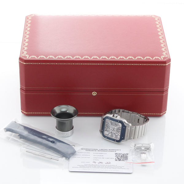 Cartier Santos de Cartier Blue Skeleton Stainless Steel Watch WHSA0026 4109