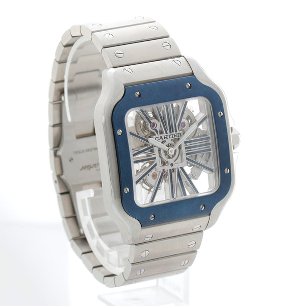 Cartier Santos de Cartier Blue Skeleton Stainless Steel Watch WHSA0026 4109