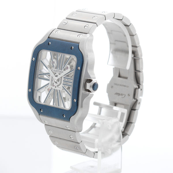 Cartier Santos de Cartier Blue Skeleton Stainless Steel Watch WHSA0026 4109