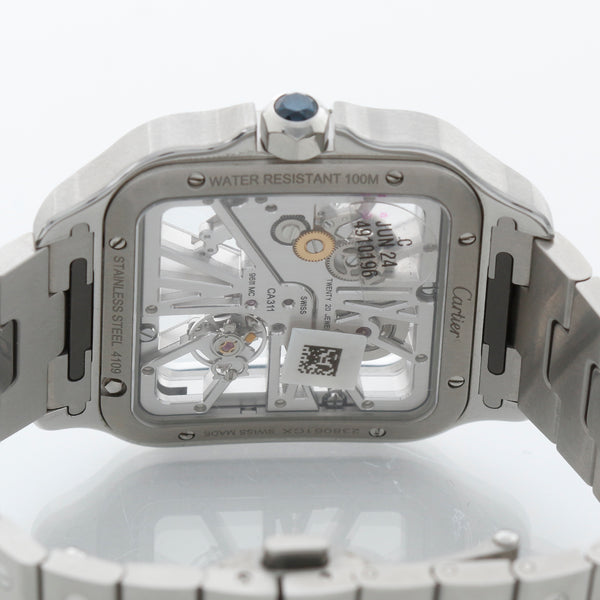 Cartier Santos de Cartier Blue Skeleton Stainless Steel Watch WHSA0026 4109