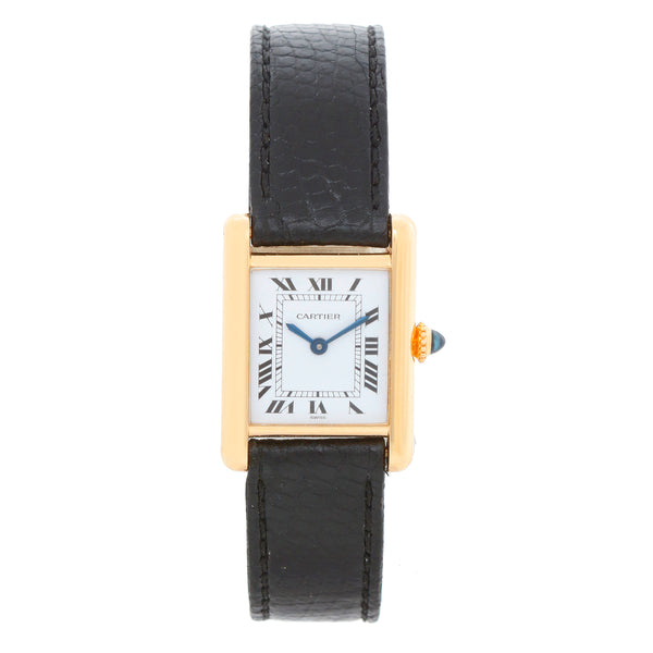 Cartier Tank Louis 18k Yellow Gold Ladies Watch on Leather Band
