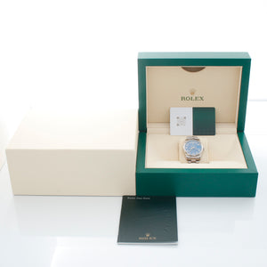 Rolex Day-Date President 18K White Gold Wave Dial Watch 118239