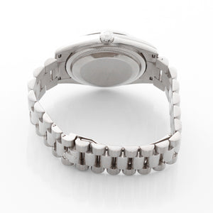Rolex Day-Date President 18K White Gold Wave Dial Watch 118239