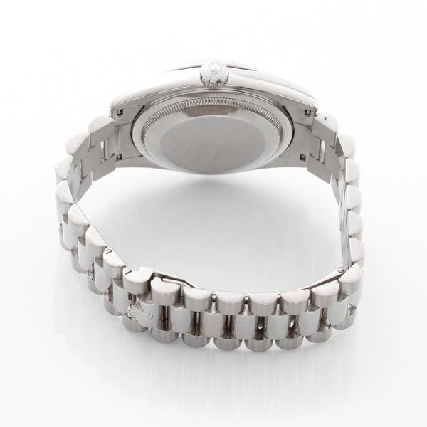 Rolex Day-Date President 18K White Gold Wave Dial Watch 118239