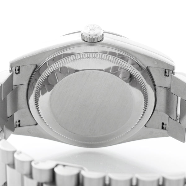 Rolex Day-Date President 18K White Gold Wave Dial Watch 118239