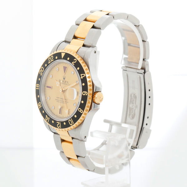 Rolex GMT - Master II Champagne Serti Diamond Ruby 16713 – Image 4