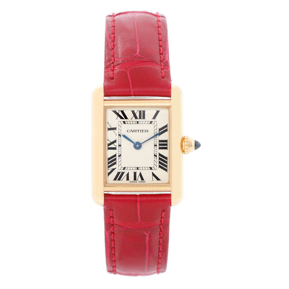 Cartier Tank 18k Yellow Gold Ladies Watch on Leather Band 2442 W1529856
