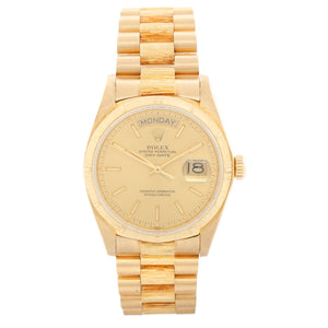 Rolex Day-Date Bark President 18K Yellow Gold Champagne Dial Watch 18078