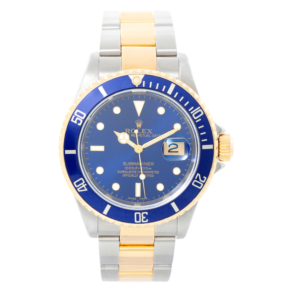 Rolex Submariner 2-Tone Steel & Gold Men's Watch Gold thru Buckle 16613