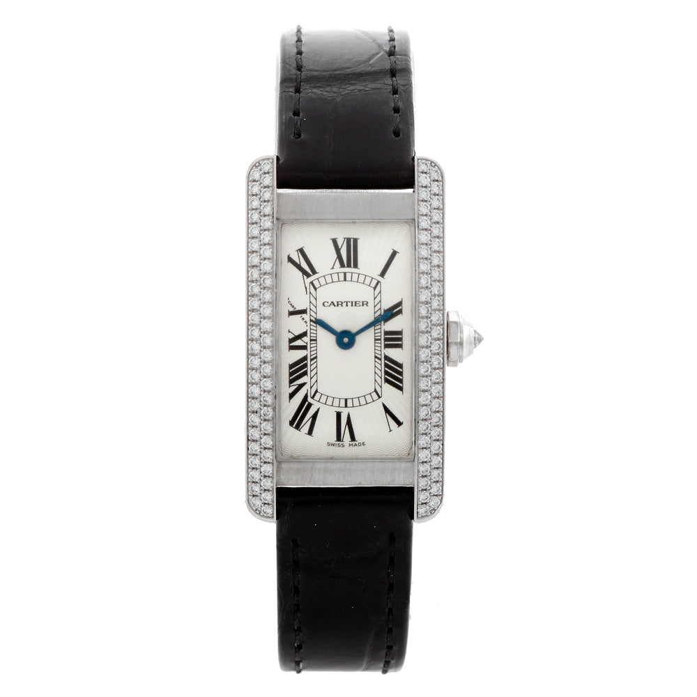 Cartier Tank Americaine Ladies White Gold Diamond Watch 2489 WB7018L1