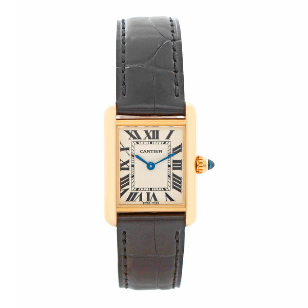 Cartier Tank 18k Yellow Gold Ladies Watch on Leather Band W1529856