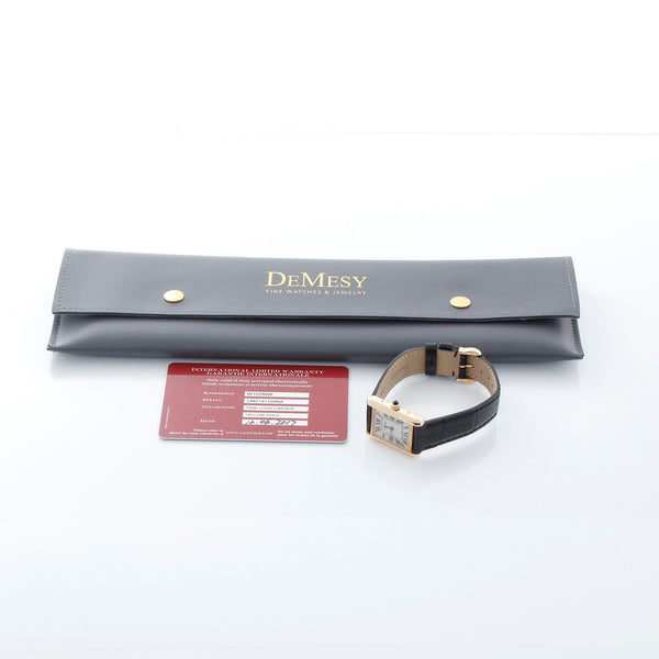 Cartier Tank 18k Yellow Gold Ladies Watch on Leather Band W1529856