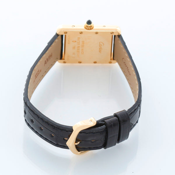 Cartier Tank 18k Yellow Gold Ladies Watch on Leather Band W1529856