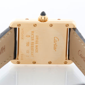 Cartier Tank 18k Yellow Gold Ladies Watch on Leather Band W1529856