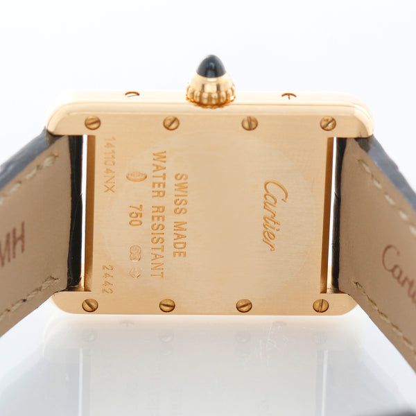 Cartier Tank 18k Yellow Gold Ladies Watch on Leather Band W1529856