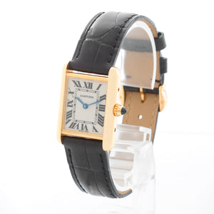 Cartier Tank 18k Yellow Gold Ladies Watch on Leather Band W1529856