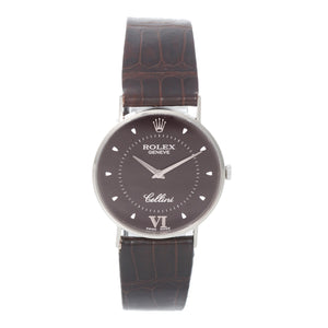 Rolex Cellini 18K White Gold Chocolate Dial Watch 3833