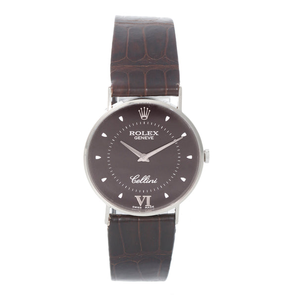 Rolex Cellini 18K White Gold Chocolate Dial Watch 3833