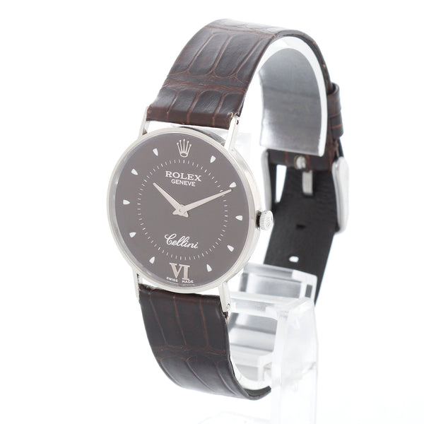Rolex Cellini 18K White Gold Chocolate Dial Watch 3833