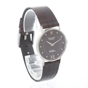 Rolex Cellini 18K White Gold Chocolate Dial Watch 3833