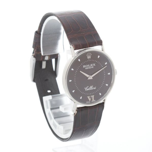 Rolex Cellini 18K White Gold Chocolate Dial Watch 3833
