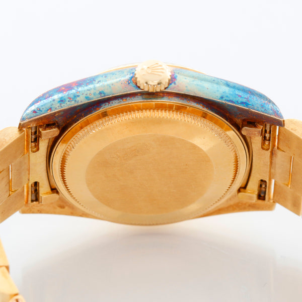 Rolex Day-Date President 18K Yellow Gold Brown Vignette Diamond Dial Watch 18038