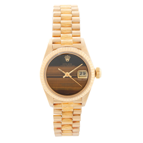 Rolex President 18K Yellow Gold Tiger Eye Dial Watch 6927