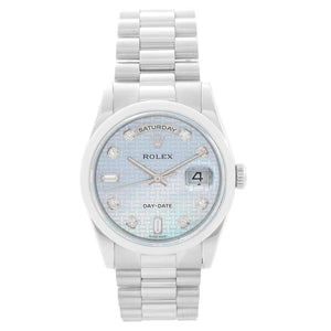 Rolex Day-Date Platinum Mother of Pearl Dial Watch 118206