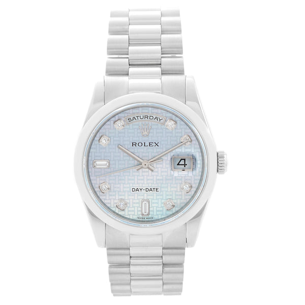 Rolex Day-Date Platinum Mother of Pearl Dial Watch 118206